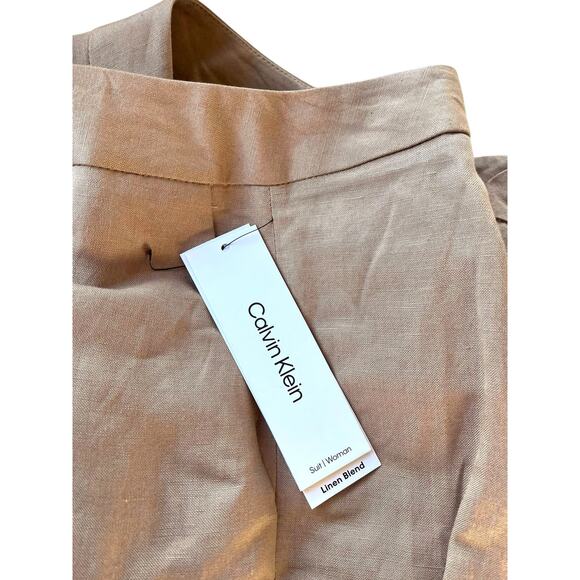 Calvin Klein Linen Tapered Ankle Dress Pants | Women Plus 22W, Khaki NEW $109 - Picture 5 of 11